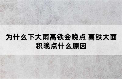 为什么下大雨高铁会晚点 高铁大面积晚点什么原因